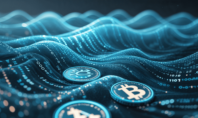 Next wave AI crypto projects – futuristic data ocean illustration.